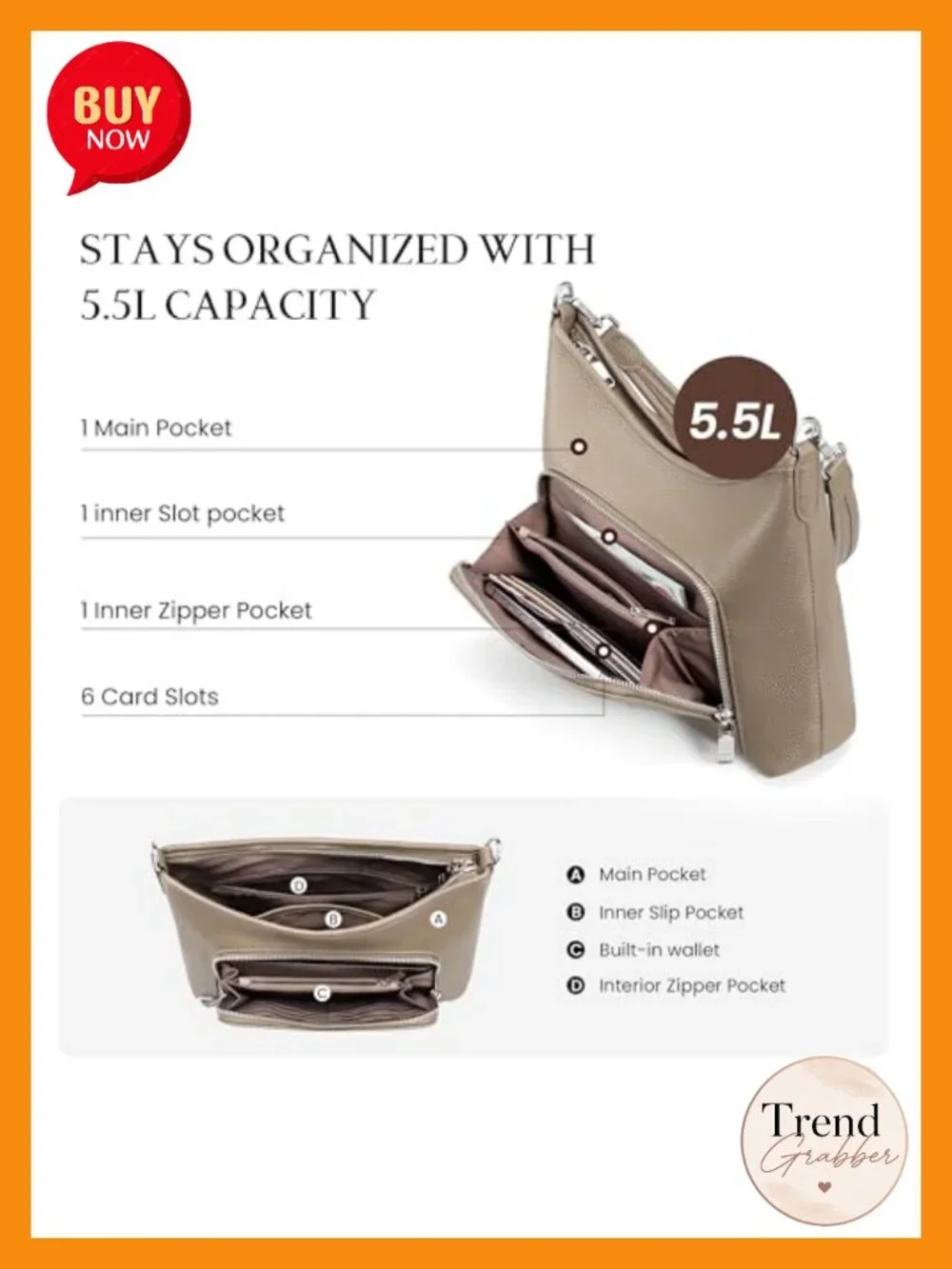 Genuine Leather Hobo Bag with RFID Wallet Crossbody Shoulder Handbag Anti-Theft